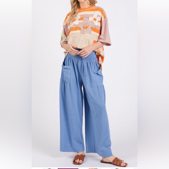 Sage + Fig Pants - Stylish Blue Wide-Leg Women's Pants
